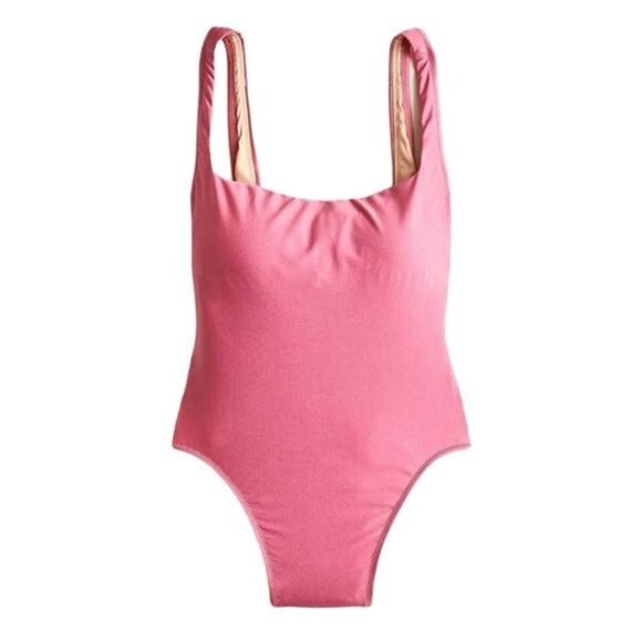J. Crew Other - J. Crew Shiny Squareneck One-piece Swimsuit in Liquid Berry NWT
